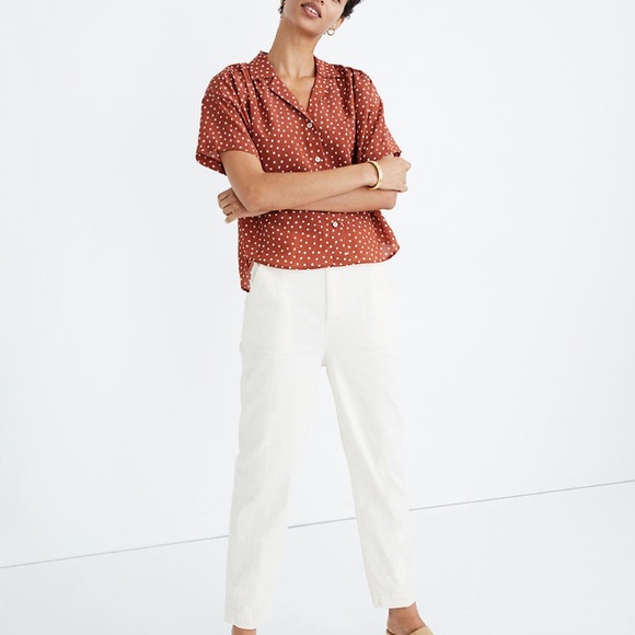 Madewell Silk Camp Shirt in Inkbrush Dots - Picture 3 of 5